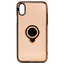 iPhone X (Ten) 360 Neon Rotating Ring Stand Hybrid Case with Metal Plate (Rose Pink)
